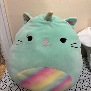 Mint Green Cat Unicorn Plush Pillow